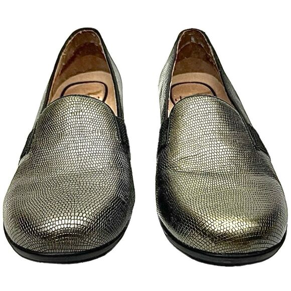 Dansko Addy Womens US 7.5 EU 38 Leather Loafers Shoes Pewter Metallic Slip On - Picture 5 of 12